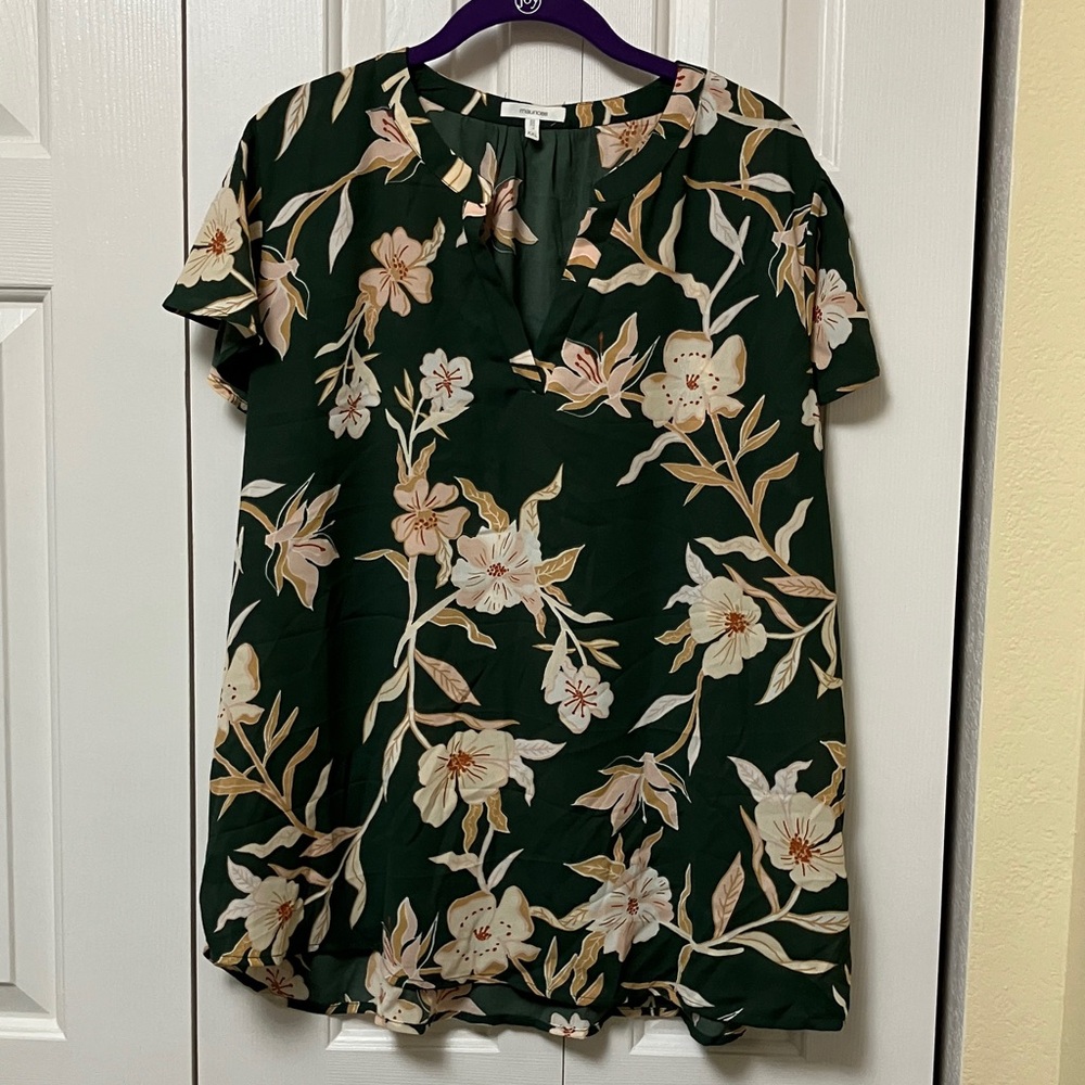 Maurices Forest Green Floral Blouse